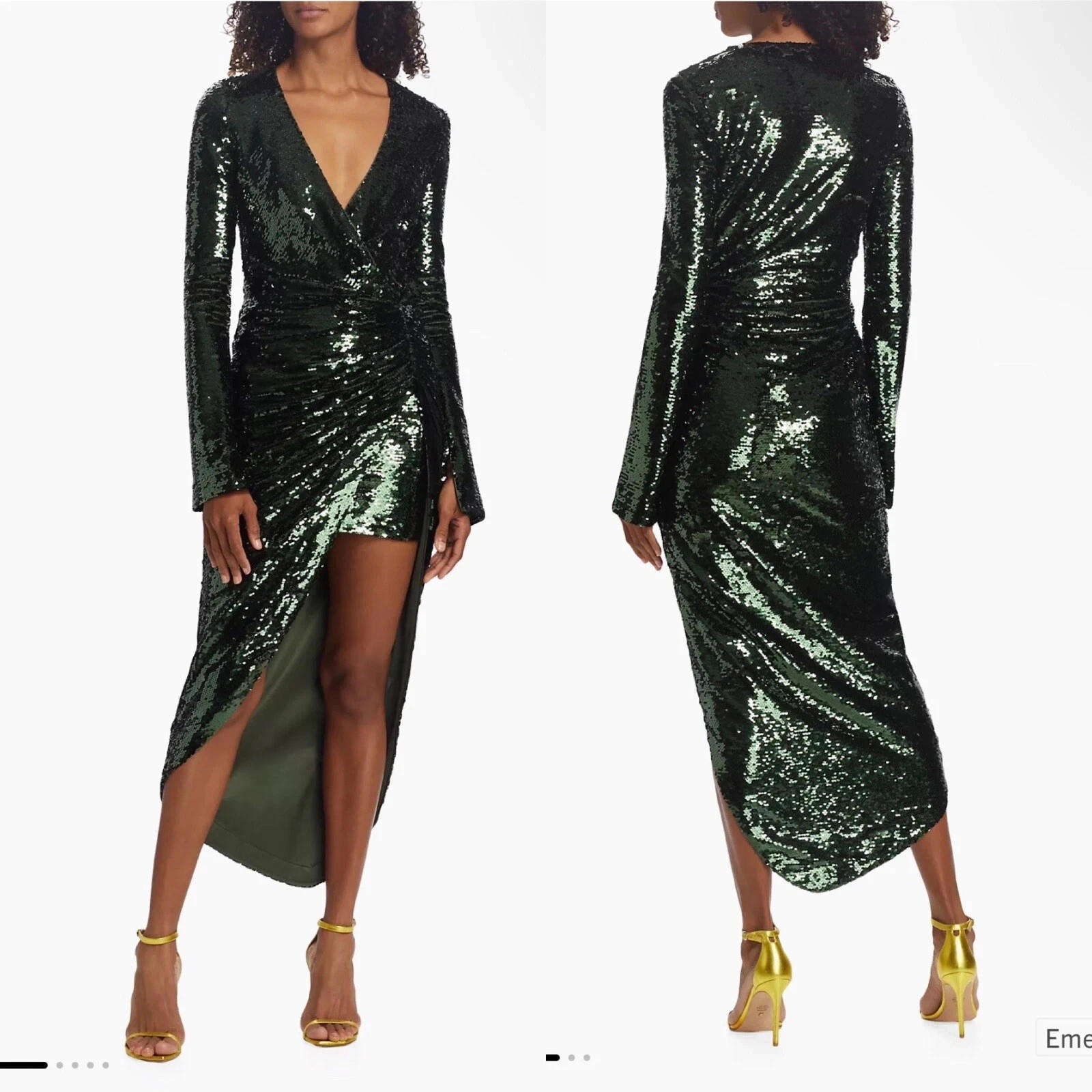 Jonathan Simkhai Dress Emersyn Wrap Sequin Green Size 0 Nwt $695msrp